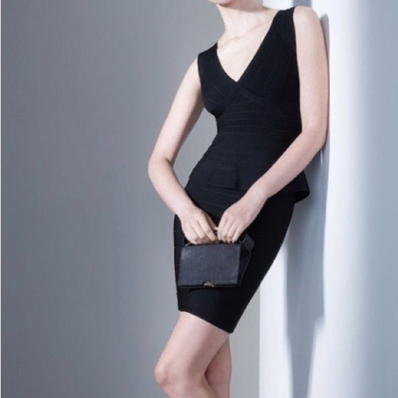 Hervé Léger Rebeca Peplum Bandage Dress Size Large - Picture 2 of 15